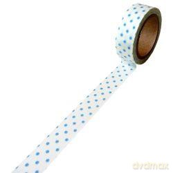 Taśma dekoracyjna papierowa washi 15mmx10m - Biała w niebieskie kropki