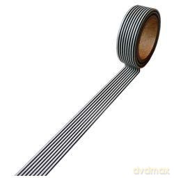 Taśma dekoracyjna papierowa washi 15mmx10m - Czarno-białe paski