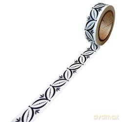 Taśma dekoracyjna papierowa washi 15mmx10m - Czarny ornament I