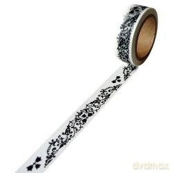 Taśma dekoracyjna papierowa washi 15mmx10m - Czarny ornament II