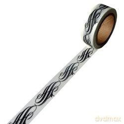 Taśma dekoracyjna papierowa washi 15mmx10m - Czarny ornament IV