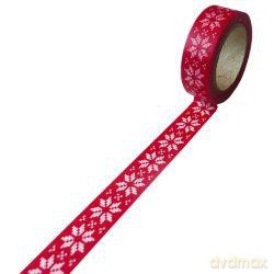 Taśma dekoracyjna papierowa washi 15mmx10m - Czerwona w białe gwiazdki