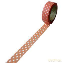 Taśma dekoracyjna papierowa washi 15mmx10m - Pomarańczowa w białe kropki