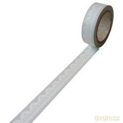 Taśma dekoracyjna papierowa washi 15mmx10m - Srebrna w białą koronkę