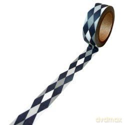 Taśma dekoracyjna papierowa washi 15mmx10m - Szare i czarne romby
