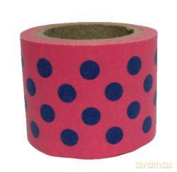 Taśma dekoracyjna papierowa washi 38mmx10m - Różowa w granatowe kropki