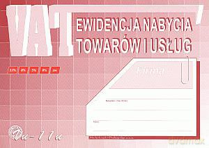 VAT Ewidencja nabycia towarów i usług A4
