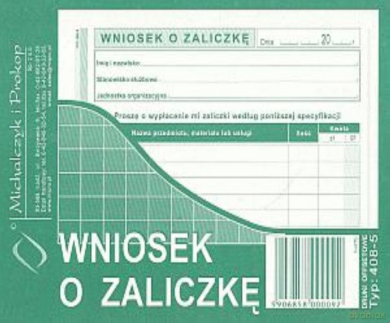 Wniosek o zaliczkę