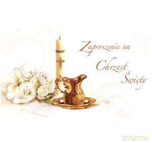Zaproszenie na chrzest brokatowe