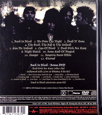 The 69 Eyes: Back In Blood [CD]+[DVD]