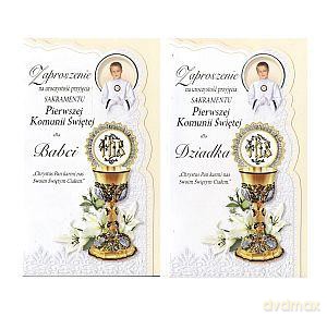 Zaproszenie ZS02K/0035 dla Babci i dla Dziadka Pierwsza Komunia Święta