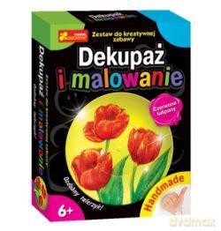 Zestaw kreatywny - Dekupaż i malowanie: Ozdobny talerzyk - Czerwone tulipany