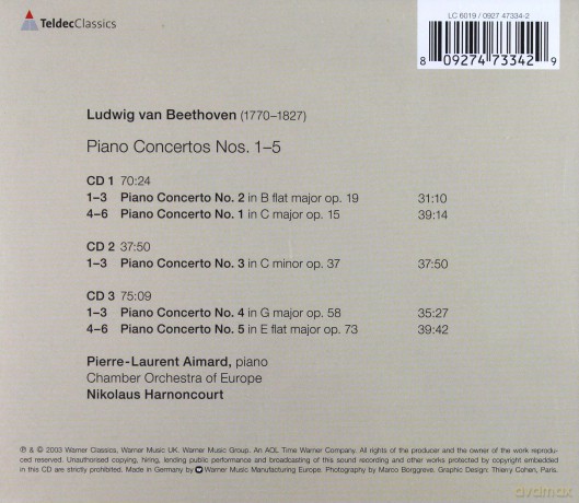 Aimard/Harnoncourt/+: Beethoven: Piano Concertos No.1-5 [3CD]
