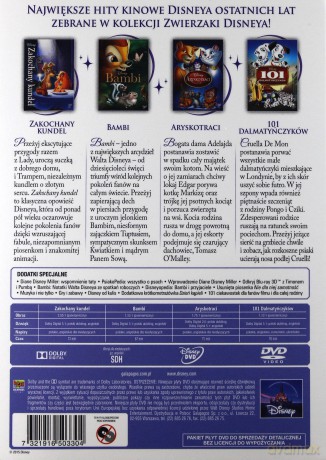 Zwierzaki Disneya Kolekcja 4 filmów (101 dalmatyńczyków, Bambi, Aryskotraci, Zakochany kundel) [BOX] [4DVD] 