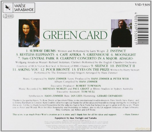 Green Card soundtrack (Zielona Karta) [CD]
