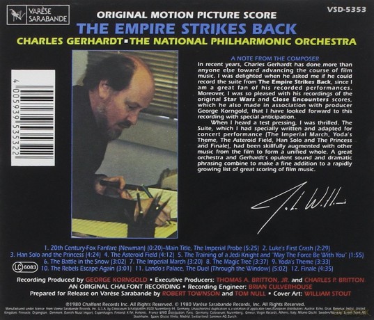 The Empire Strikes Back - Symphonic Suite from the Original Motion Picture Score soundtrack (Gwiezdne wojny: Część V - Imperium kontratakuje) [CD]