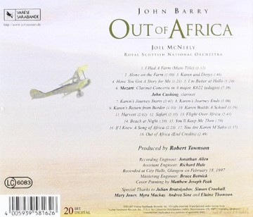 Out of Africa soundtrack (Pożegnanie z Afryką) [CD]