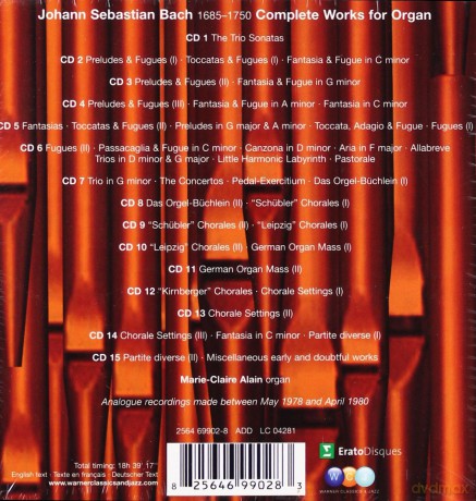 Marie-Claire Alain: Bach: Complete Organ Works [15CD]