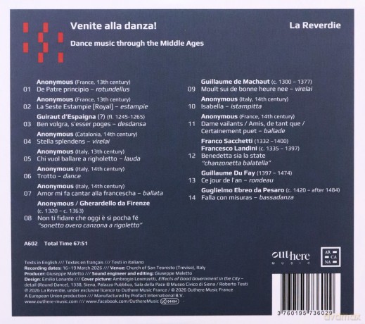 Venite alla Danza! (Dance Music through the Middle Ages) [CD]