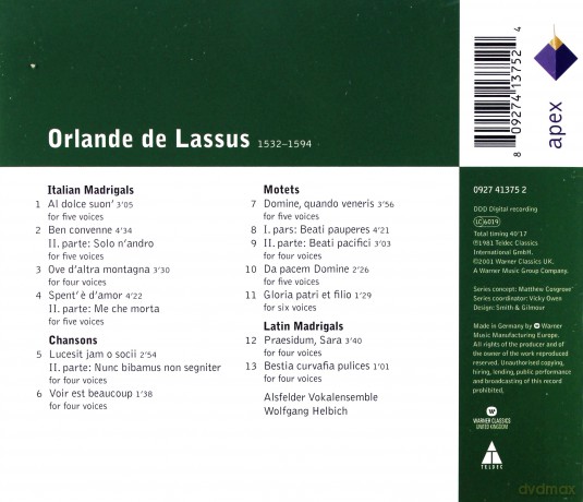 Alsfelder Vokalensemble: Lassus: Madrigals And Motets [CD]