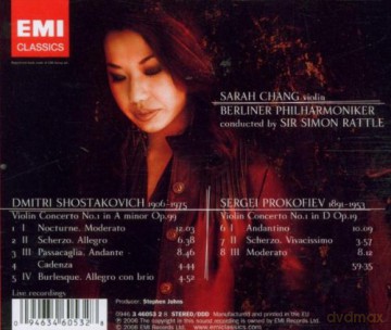 Sarah Chang: Shostakovich: VIolin Concerto No. 1, Prokofiev: VIolin Concerto No. 1 [CD]
