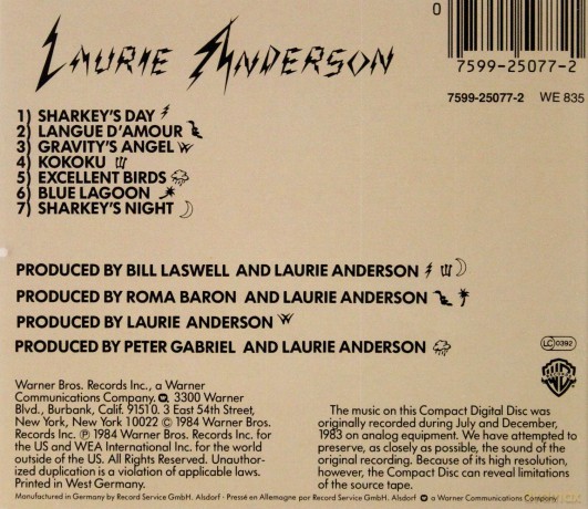 Laurie Anderson: Mister Heartbreak [CD]