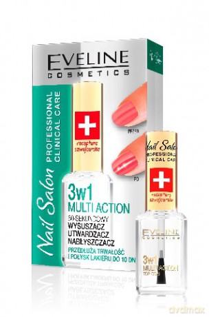 Eveline Nail Salon Lakier Odżywka 3w1 wzmacniająco-nabłyszczająca 12ml [KOSMETYKI]