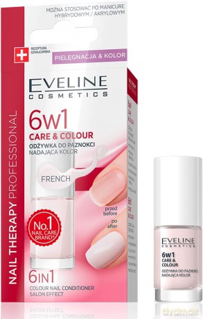 Eveline Nail Therapy Lakier Odżywka 6w1 Care & Colour French 5ml [KOSMETYKI]