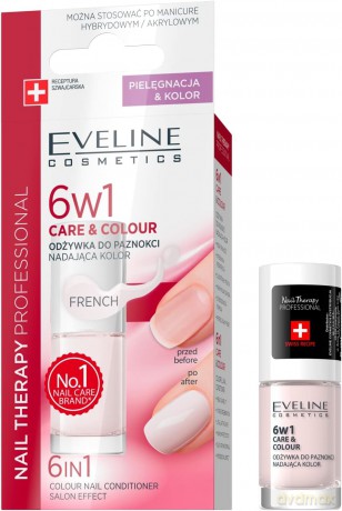 Eveline Nail Therapy Lakier Odżywka 6w1 Care & Colour French 5ml [KOSMETYKI]