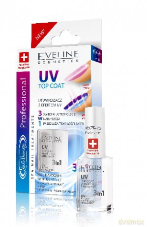 Eveline Nail Therapy Lakier Odżywka Top Coat Maxi UV utwardzająca 3w1 12ml [KOSMETYKI]