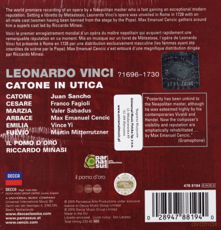 Max Emanuel Cencic: Vinci Catone In Utica [3CD]