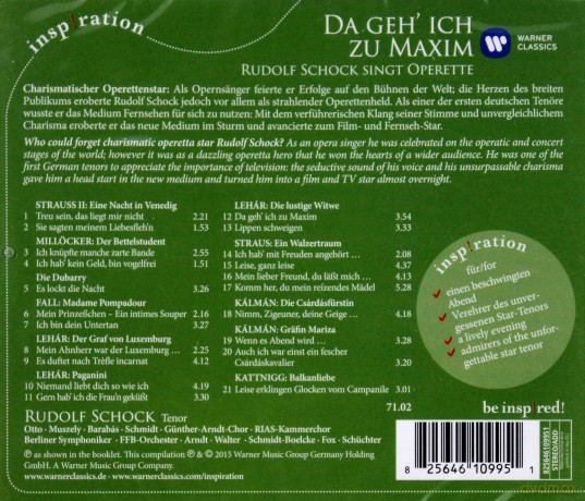 Rudolf Schock: DA Geh' Ich Zu Maxim - Rudolf Schock Singt Operette [CD]