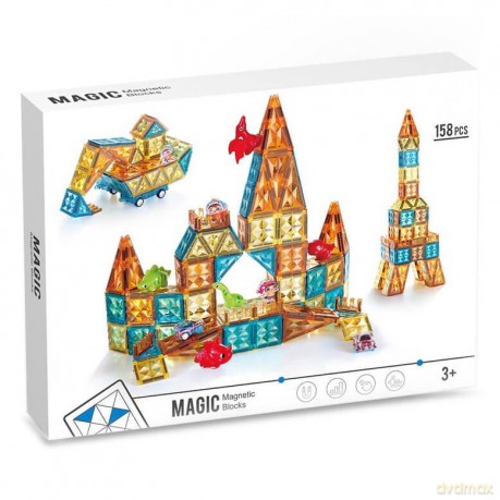 Klocki magnetyczne 3D konstrukcyjne 158el [KLOCKI]