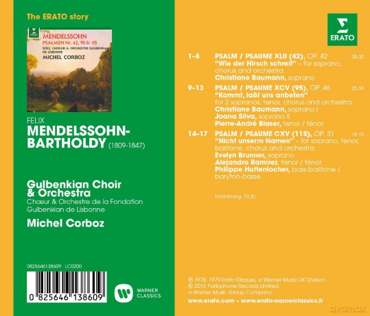 Michel Corboz: Mendelssohn: Psalms 42/95/115 [CD]