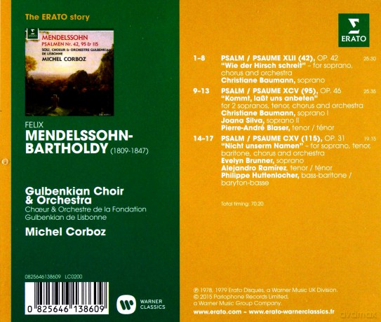 Michel Corboz: Mendelssohn: Psalms 42/95/115 [CD]