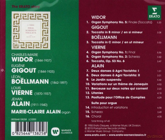 Marie-Claire Alain: Widor/Gigout/Boëllmann: Toccatas [CD]