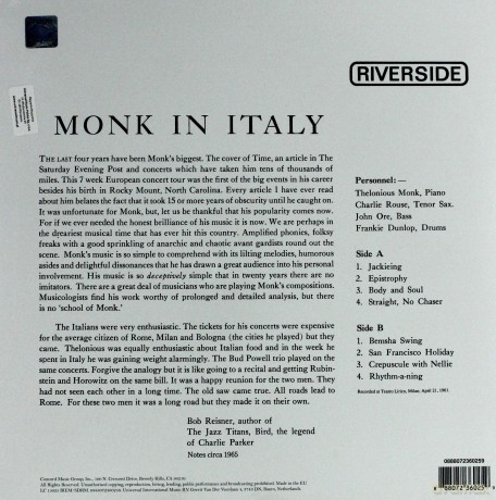 Thelonious Monk: In Italy [Winyl]