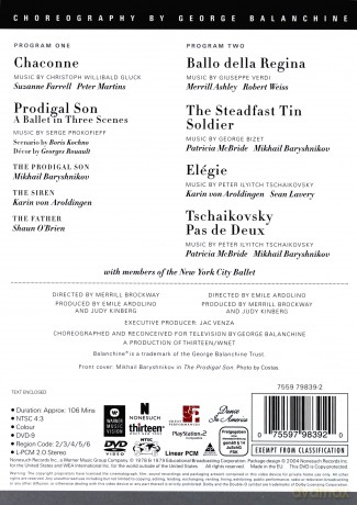 Balanchine/New York City Balle: Chaconne/Prodigal Son/Ballo De [DVD]
