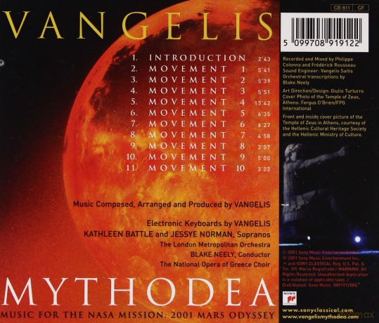 Vangelis: Mythodea. Music for the NASA Mission: 2001 Mars Odyssey [CD]