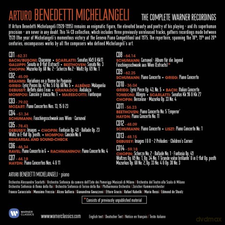 Arturo Benedetti Michelangeli: The Complete Warner Recordings [CD]