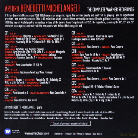 Arturo Benedetti Michelangeli: The Complete Warner Recordings [CD]