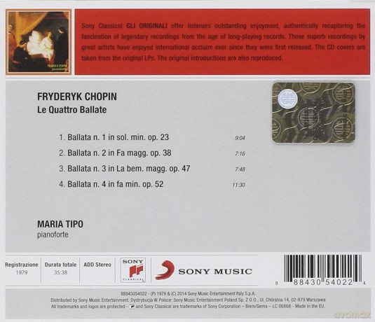 Maria Tipo: Chopin: Le quattro ballate per pianoforte [CD]