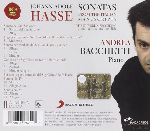 Andrea Bacchetti: Johann Adolf Hasse: Sonatas [CD]