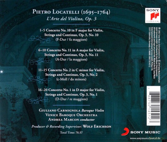 Giuliano Carmignola: Locatelli: L'arte del violino, Op. 3 [CD]
