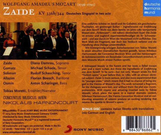 Nikolaus Harnoncourt: Mozart: Zaide (Das Serail), KV 344 [3CD]