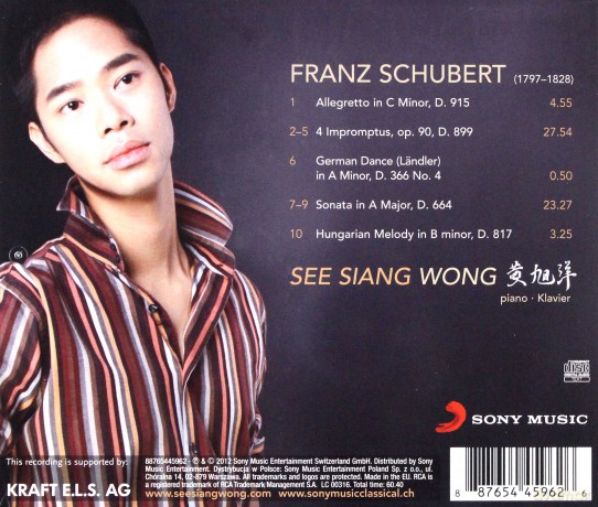 See Siang Wong: Schubert: 4 Impromptus Op. 90, Piano Sonata In A Major [CD]