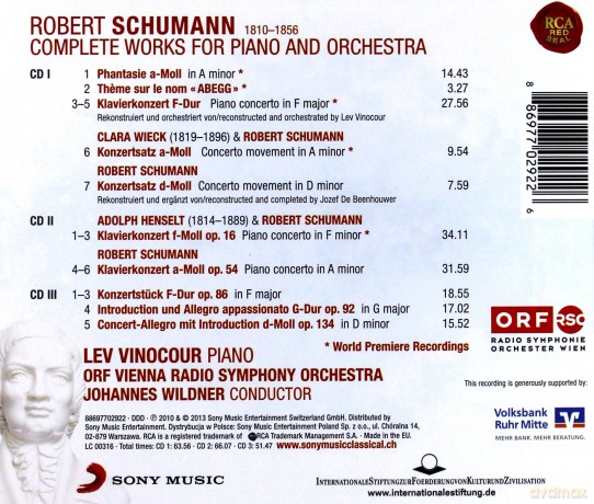 Lev Vinocour: Schumann: Complete Works For Piano And Orchestra [3CD]