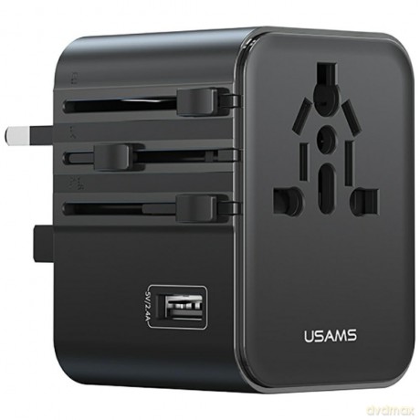 Ładowarka travel adapter 17W CC308 USB-C + USB-A 4w1 US/AU/EU/UK czarna