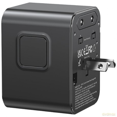 Ładowarka travel adapter 17W CC308 USB-C + USB-A 4w1 US/AU/EU/UK czarna