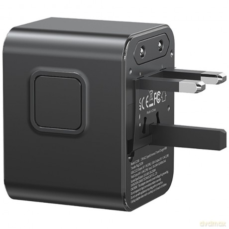 Ładowarka travel adapter 17W CC308 USB-C + USB-A 4w1 US/AU/EU/UK czarna